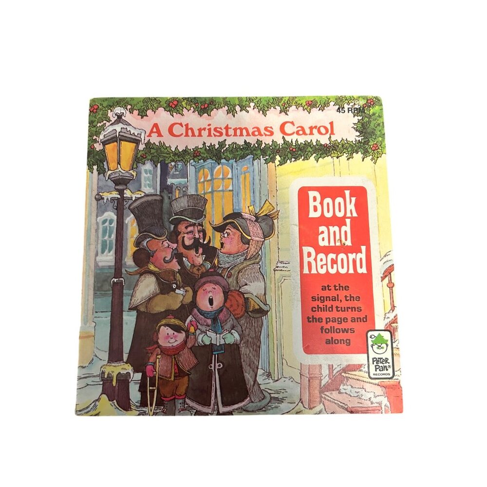A Christmas Carol Book & Record 24 Page Full Color Illustrations Peter Pan 45 RP